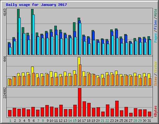 Daily usage for January 2017