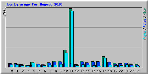 Hourly usage for August 2016